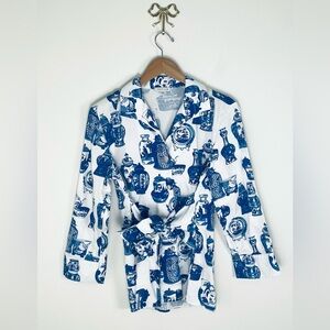 PATTY KIM taj Tea Print button‎ down blouse